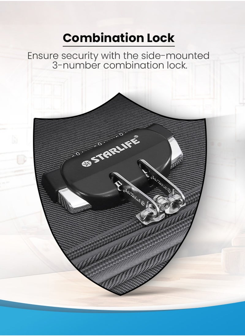 STARLIFE - Set of 3 Light Weight Polyester Trolley Luggage With Number Lock 20,24,28 Inches - Image 1
