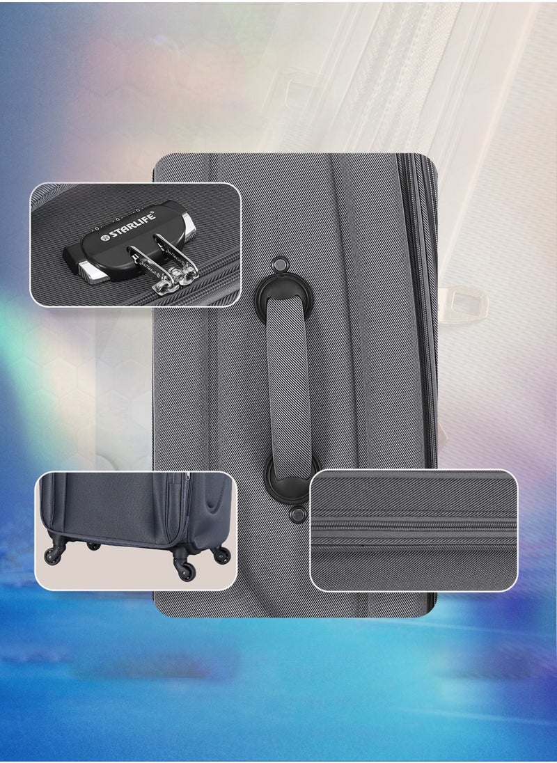STARLIFE - Set of 3 Light Weight Polyester Trolley Luggage With Number Lock 20,24,28 Inches - Image 1