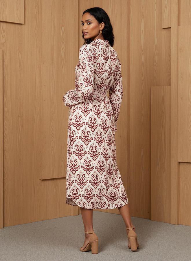 Splash FAV Printed Cotton Workwear Dress with High-Low Hemline - Image 3