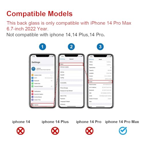 Perzework بديل زجاج خلفي OEM متوافق مع آيفون 14 برو ماكس 6.7 بوصة (أسود فضائي) مع مجموعة أدوات الإصلاح ومواد لاصقة مثبتة مسبقًا - Image 2