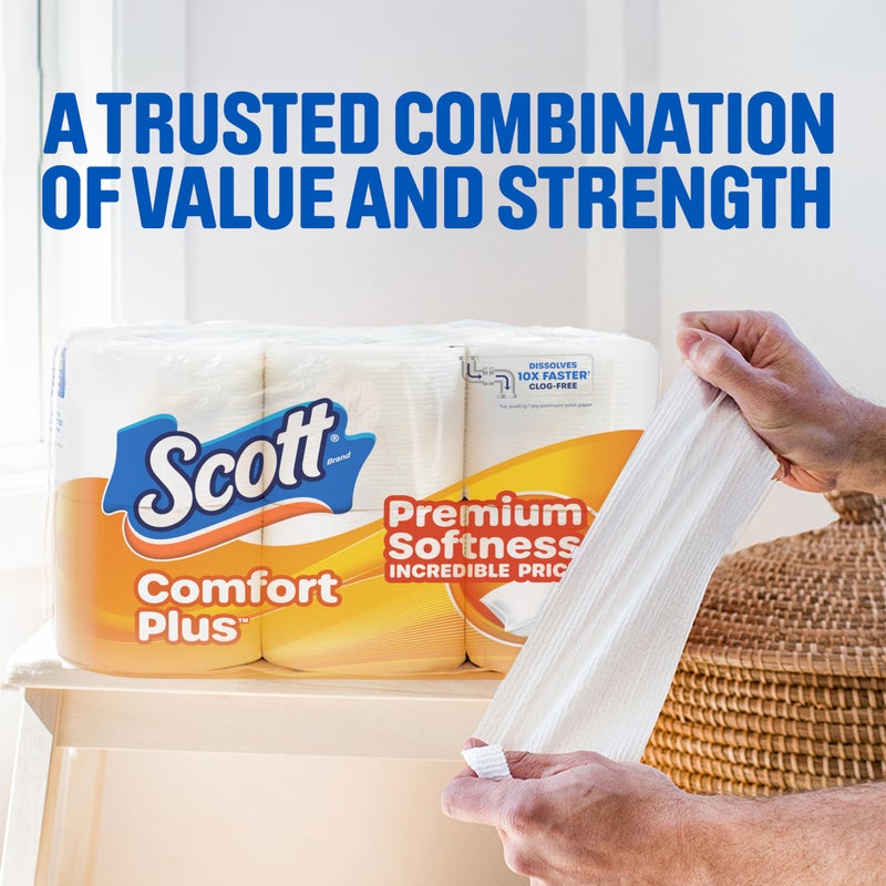 Scott ComfortPlus Toilet Paper, 48 Triple Rolls, 231 Sheets per Roll, Septic-Safe, 1-Ply Toilet Tissue (Packaging May Vary) - Image 3