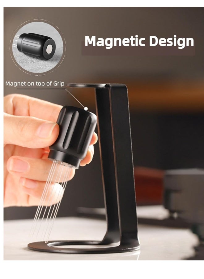Coffee Stirrer Espresso Distribution Tool Coffee Stirring Tool with 10 Needles 304 Stainless Steel Coffee Accessories with Magnetic Stand (8+2 Replacement Needle)  - Image 2