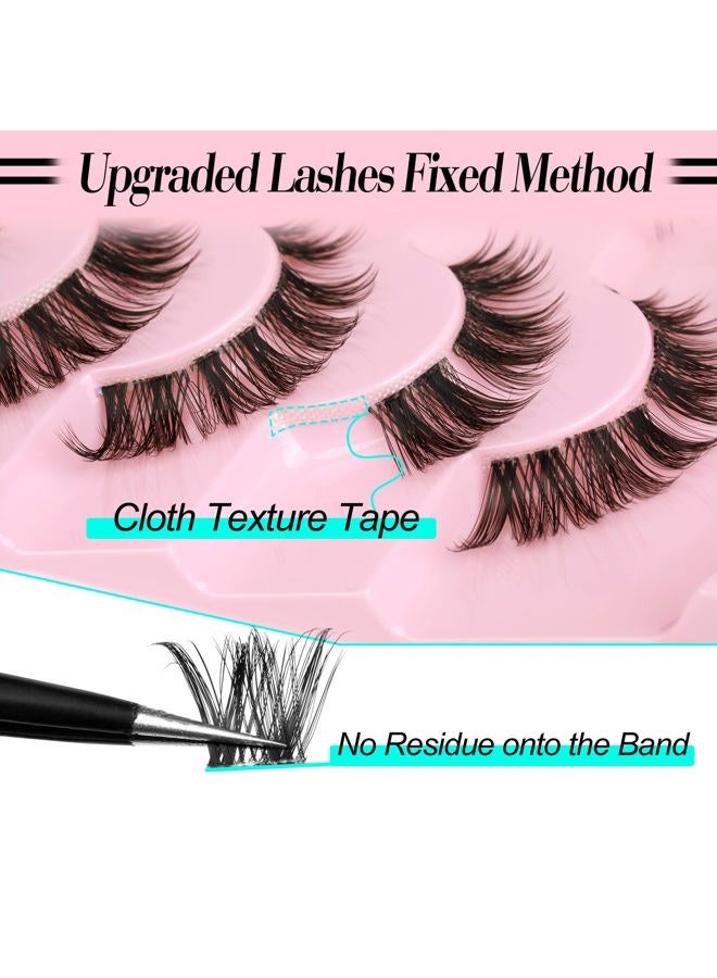 Alice Cluster Lashes 56 Wisps DIY Lashes Natural Look Cat Eye Clear Band Mink Lashes Pack Wispy Fluffy 3D Curl False Eyelashes by ALICE - Image 4