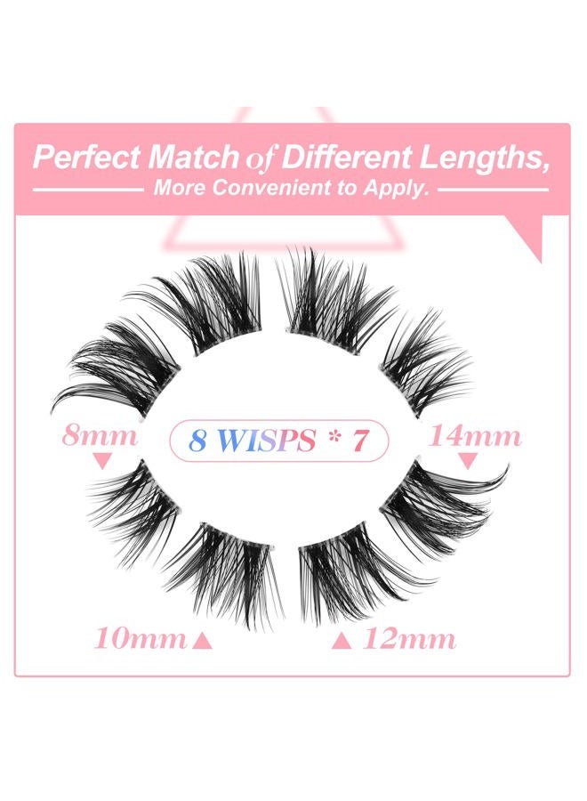 Alice Cluster Lashes 56 Wisps DIY Lashes Natural Look Cat Eye Clear Band Mink Lashes Pack Wispy Fluffy 3D Curl False Eyelashes by ALICE - Image 3