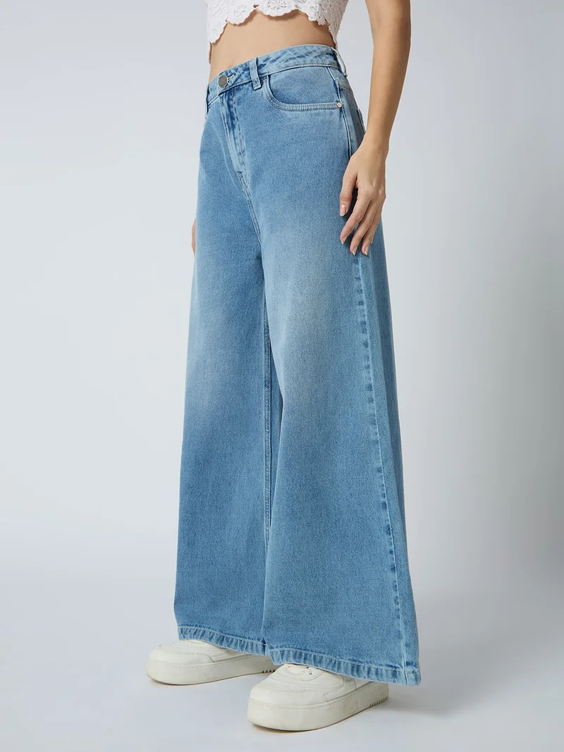 globus Women Cotton Mid-Rise Flared Jeans