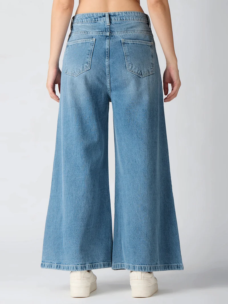 globus Women Cotton Mid-Rise Flared Jeans