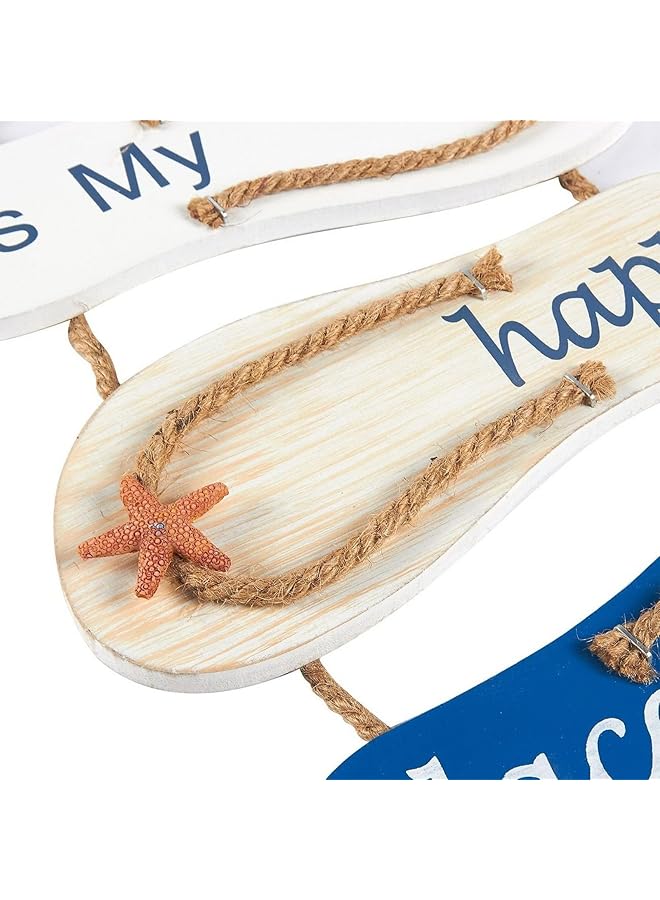 إيروريكس لافتة ديكور حائط خشبي للشاطئ، ديكور حمام الشاطئ، شبشب خشبي، ديكور حائط ساحلي، شبشب، ديكورات شاطئ للمنزل والحمام وغرفة المعيشة وغرفة النوم وغرفة الطعام - Image 4