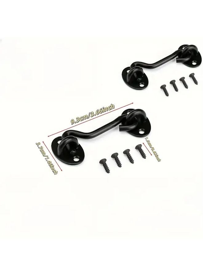 2Pcs 3 Inch Black Privacy Hooks And Eye Latches Durable Metal Security For Barn Doors - Image 5