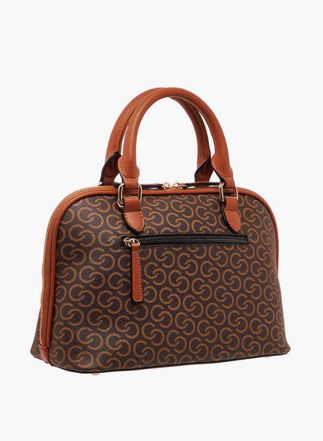 Celeste Monogram Print Tote Bag with Double Handle and Zip Closure  - Image 4