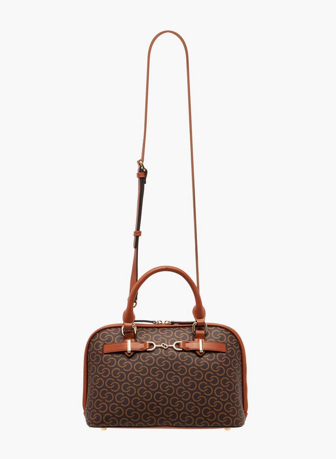 Celeste Monogram Print Tote Bag with Double Handle and Zip Closure  - Image 3