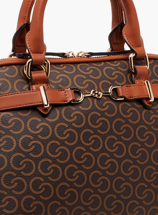 Celeste Monogram Print Tote Bag with Double Handle and Zip Closure  - Image 5