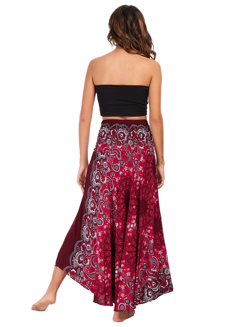 Loquat Casual Dress Half Skirt Beach Vacation Skirt Two Dresses Full Skirt Red  - Image 3