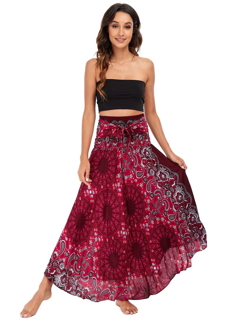 Loquat Casual Dress Half Skirt Beach Vacation Skirt Two Dresses Full Skirt Red  - Image 2