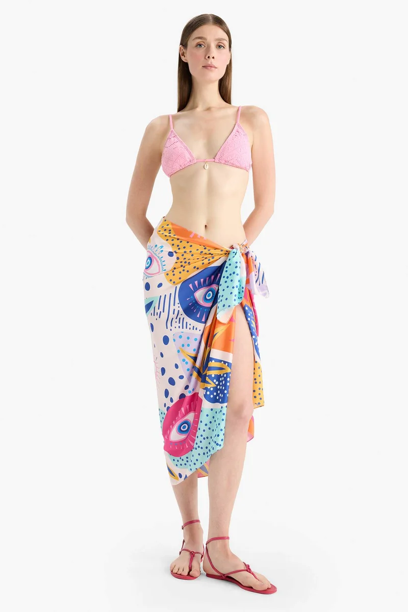 DeFacto Fall in Love Regular Fit Patterned Satin Beachwear