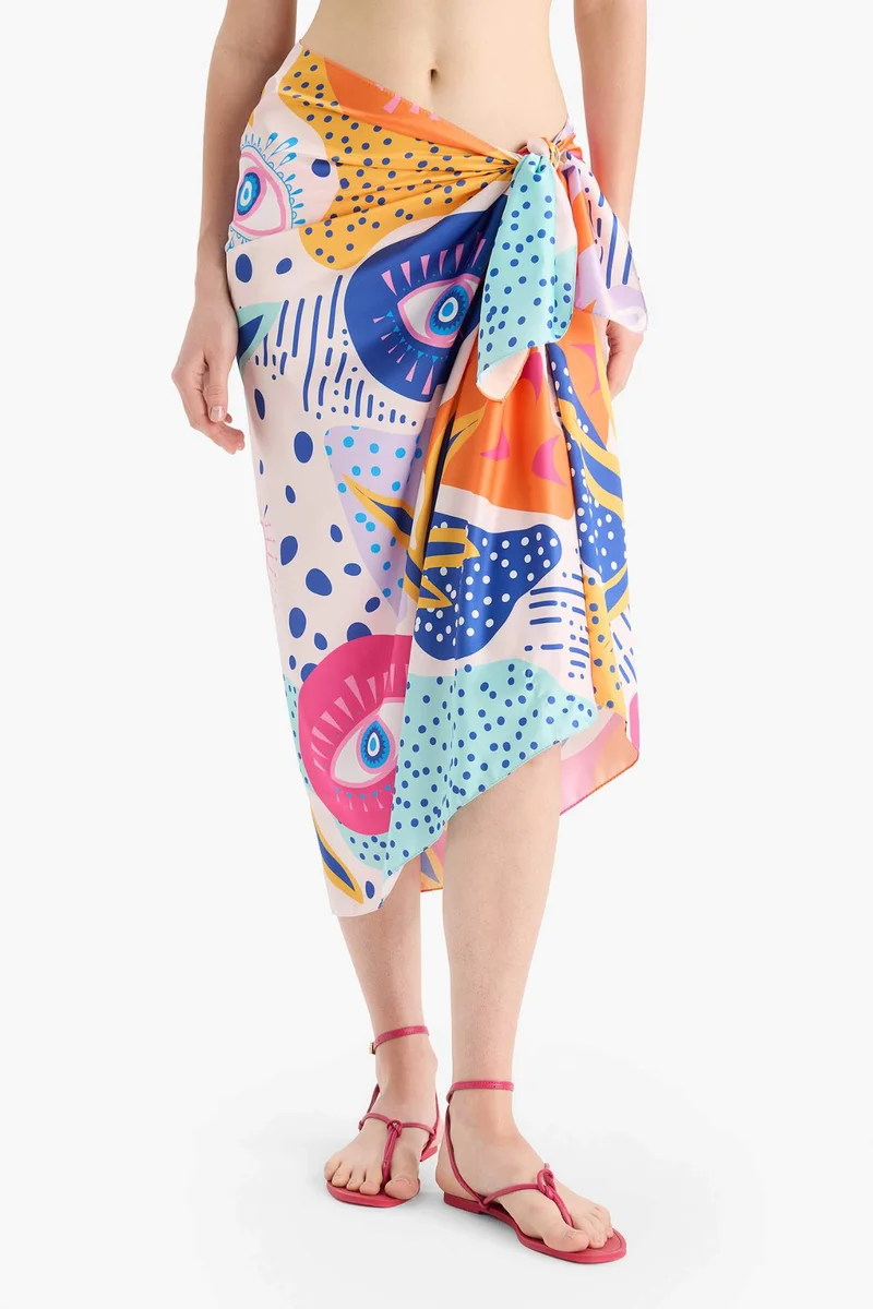 DeFacto Fall in Love Regular Fit Patterned Satin Beachwear