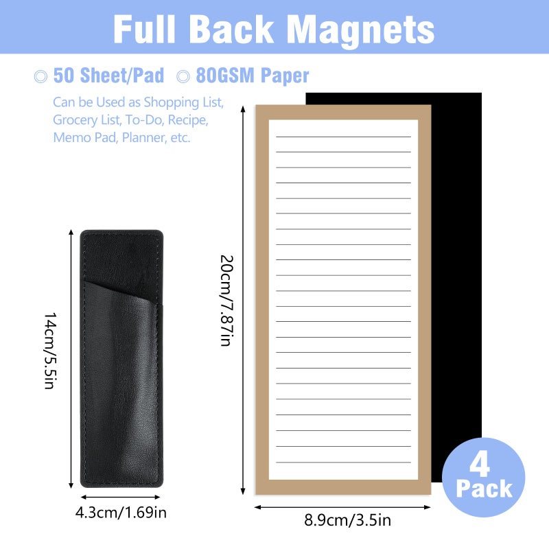 Thboxes 4 Pack Magnetic Note Pad for Fridge with Pen Holder, Totally 200 Sheets Magnetic To Do List, Grocery List, Shopping List, Memo Pads for Refrigeratorï¼ˆDark Colorï¼‰ - Image 2