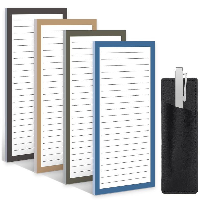 Thboxes 4 Pack Magnetic Note Pad for Fridge with Pen Holder, Totally 200 Sheets Magnetic To Do List, Grocery List, Shopping List, Memo Pads for Refrigeratorï¼ˆDark Colorï¼‰ - Image 1