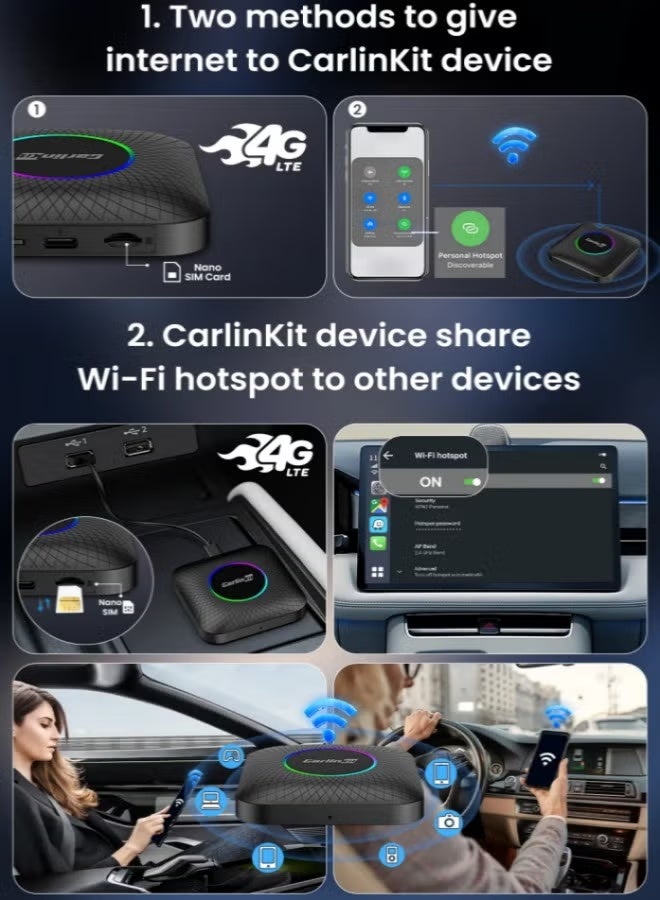 كار لينكيت كارلين نت كاربلاي جديدة 8 GB، محول لاندرويد اوتو لاسلكي، دونجل محمول لراديو سيارة OEM مع تشغيل سيارة سلكية. - Image 2