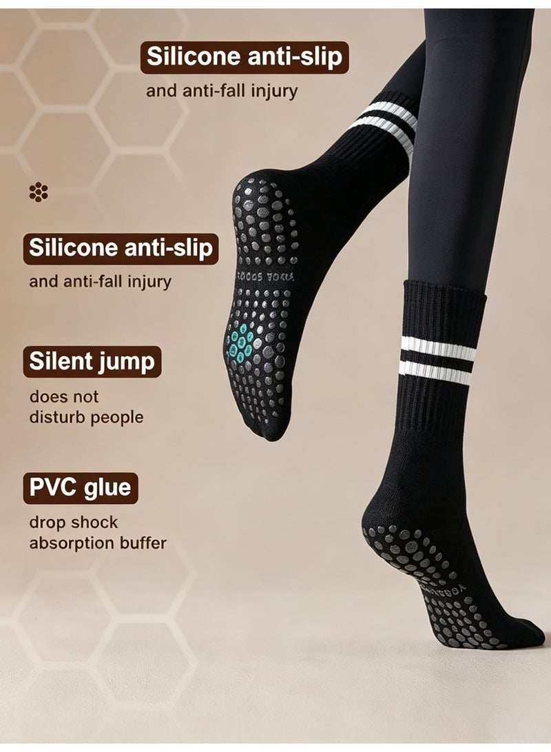 Halamine 4 Pairs Yoga Socks For Women，Non Slip Socks Pilates Socks For Yoga,Pilates， Ballet, Dance，white，black，Blue，Grey - Image 2