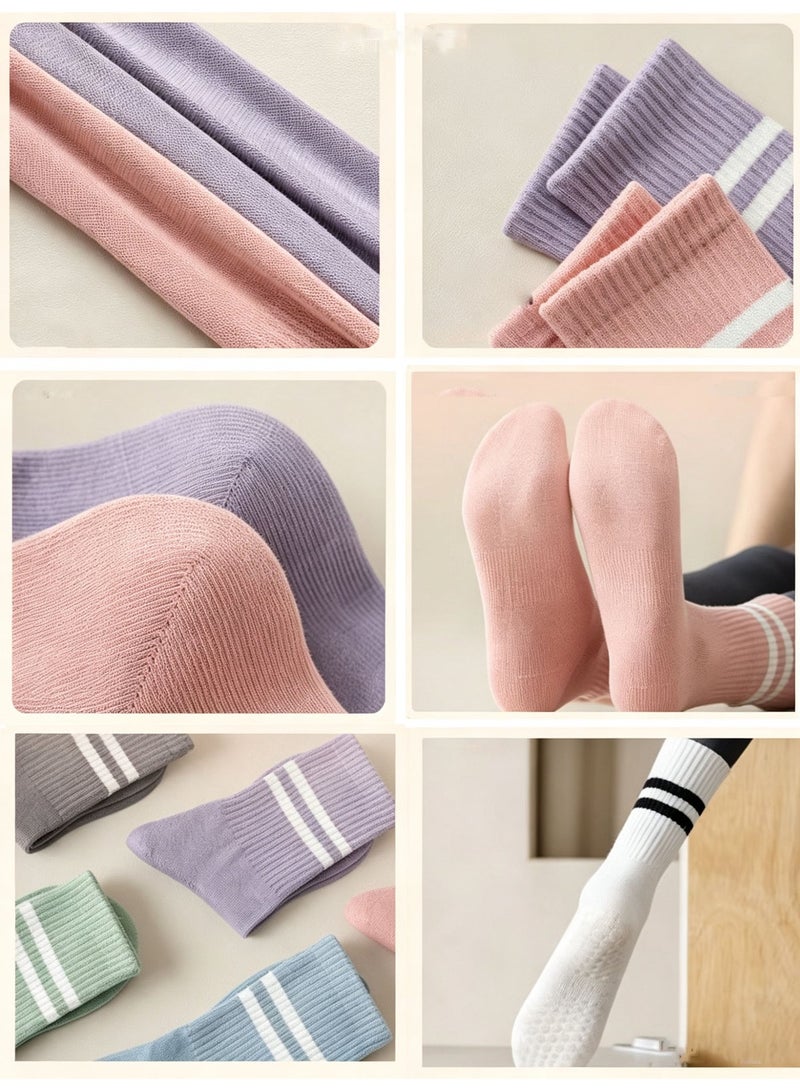 Halamine 4 Pairs Yoga Socks For Women，Non Slip Socks Pilates Socks For Yoga,Pilates， Ballet, Dance，white，black，Blue，Grey - Image 5