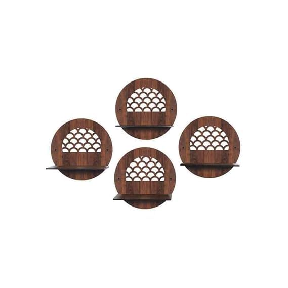 9br Wall Mounted Shelf for Living Room Stylish MDF Floating Shelf Freestanding for Living Room Bedroom Kitchen Easy Assembly Set of 4Round Shelf - Image 3