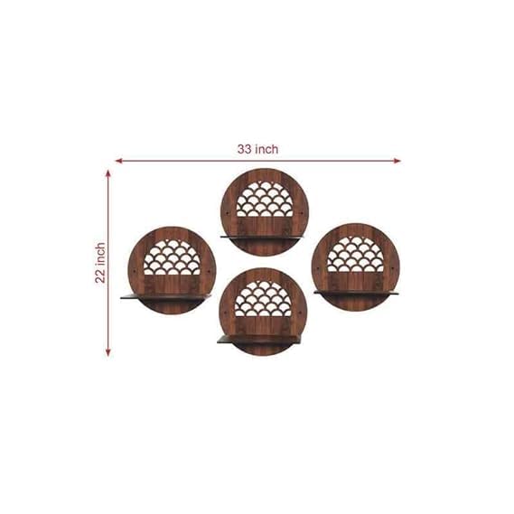 9br Wall Mounted Shelf for Living Room Stylish MDF Floating Shelf Freestanding for Living Room Bedroom Kitchen Easy Assembly Set of 4Round Shelf - Image 5