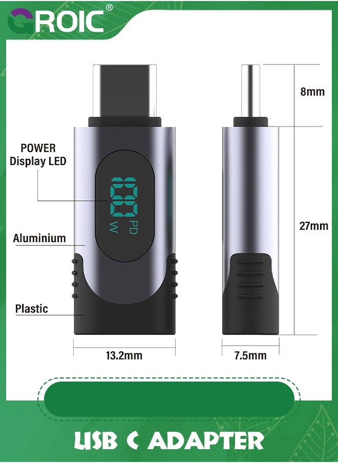 GROIC - USB C Adapter, 100W USB C Female to USB C Male Extension Adapter Type C Power Meter Tester with Digital Display for iPad Pro iPhone 15 Pro Max MacBook Pro Laptop and All USB C Cable - Image 1