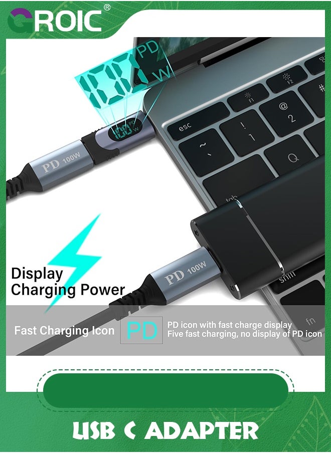GROIC - USB C Adapter, 100W USB C Female to USB C Male Extension Adapter Type C Power Meter Tester with Digital Display for iPad Pro iPhone 15 Pro Max MacBook Pro Laptop and All USB C Cable - Image 1