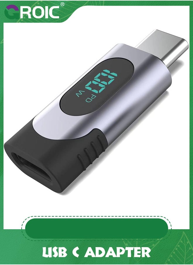 GROIC - USB C Adapter, 100W USB C Female to USB C Male Extension Adapter Type C Power Meter Tester with Digital Display for iPad Pro iPhone 15 Pro Max MacBook Pro Laptop and All USB C Cable - Image 1
