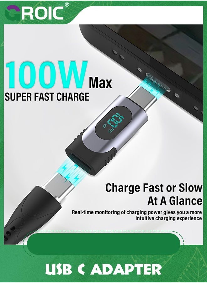 GROIC - USB C Adapter, 100W USB C Female to USB C Male Extension Adapter Type C Power Meter Tester with Digital Display for iPad Pro iPhone 15 Pro Max MacBook Pro Laptop and All USB C Cable - Image 1
