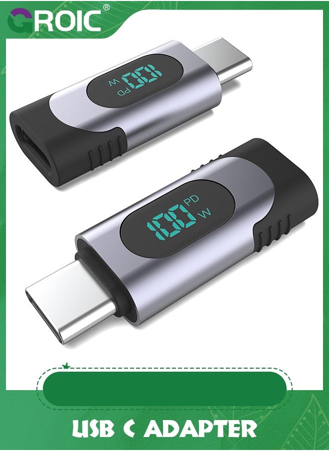 GROIC - USB C Adapter, 100W USB C Female to USB C Male Extension Adapter Type C Power Meter Tester with Digital Display for iPad Pro iPhone 15 Pro Max MacBook Pro Laptop and All USB C Cable - Image 1