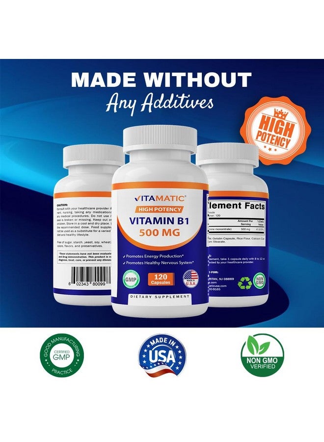 Vitamatic Vitamin B1 (Thiamine) 500mg, 120 Capsules - Image 5