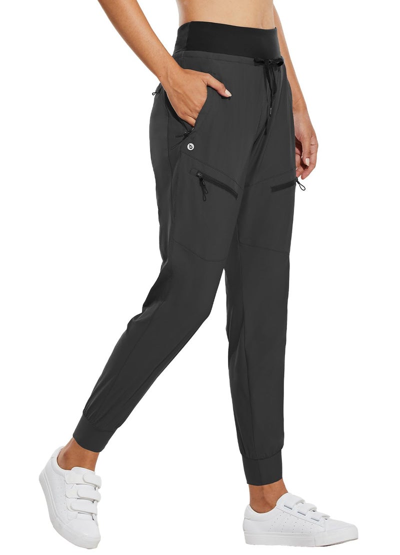 baleaf Women's Joggers 28'' Lightweight Hiking Pants High Waist 5 Zipper Pockets Quick Dry Travel Athletic UPF50+ Dark Gray M - Image 1