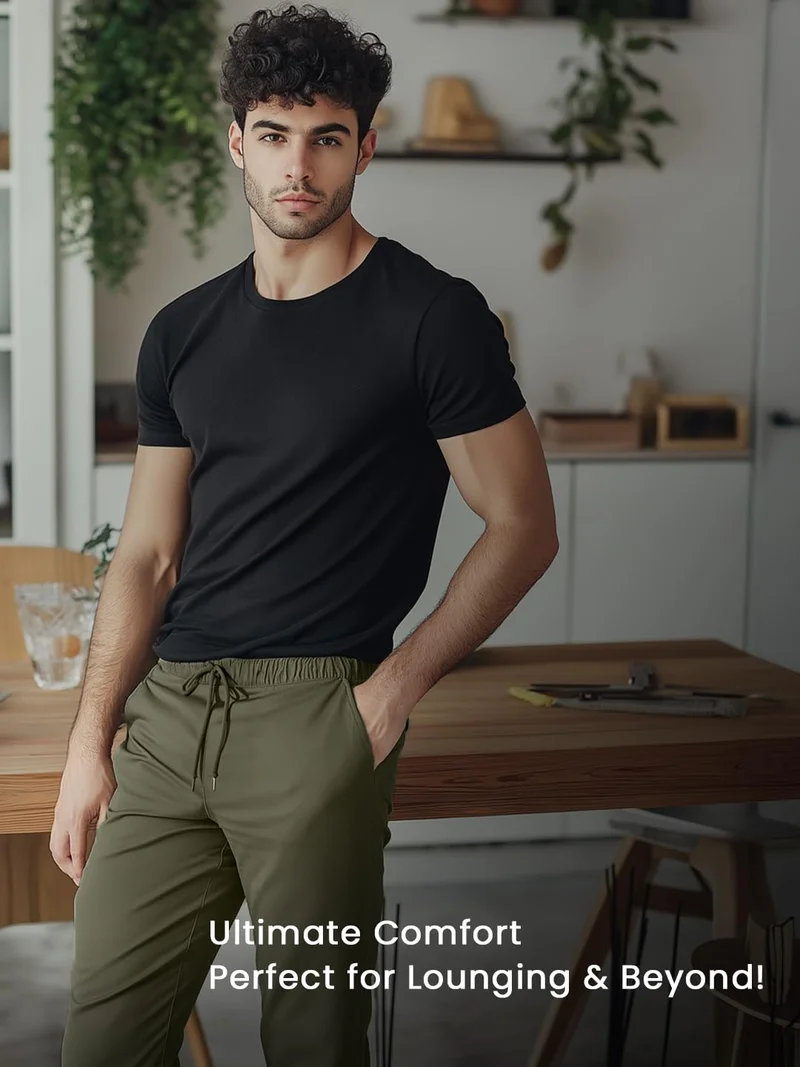 NOBERO Olive Green Joggers for Men