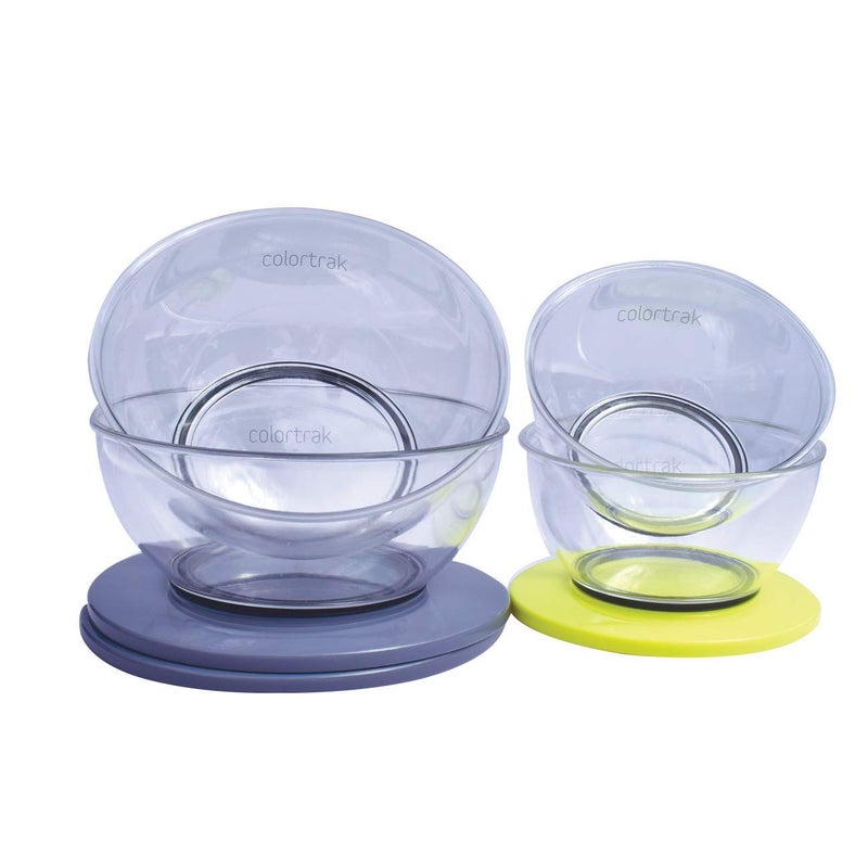Colortrak Ambassador Collection Bowls Crystal Clear for Easy Color Spotting Thick Material for Durability Lids for Color Preservation Easy to Clean Two Standard and Two Extra Large Bowls Included