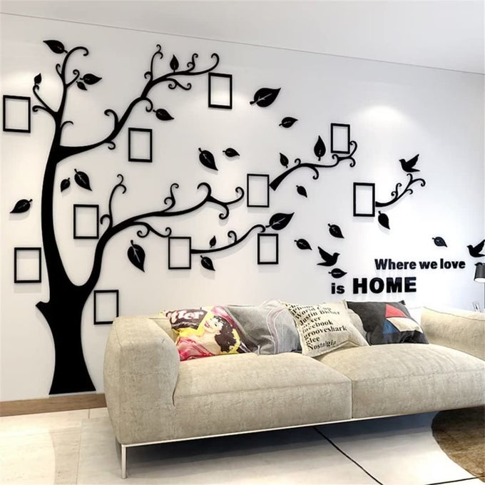 3D TREE WALL STICKERS DIY PHOTO FRAME TREE WALL DECAL FAMILY PHOTO FRAME STICKER MURALS WALL DECOR LIVING ROOM BEDROOM TV BACKGROUND HOME DECORATIONS M83 59INGREEN RIGHT