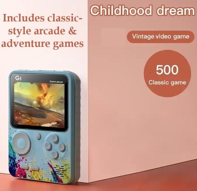 Goyal's 500 in 1 - TV Compatible Classical Handheld G5 Video Games for Kids with Many Fun and Exciting Games - Multicolour (Big Screen - 2.8 Inches) - Image 1