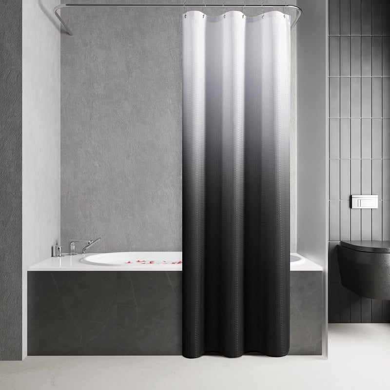 NATUROOM Black Stall Small Shower Curtain Half Size 36x72 in Narrow Polyester Ombre Shower Curtains for Bathroom Waterproof Shower Curtain Liner with 6 HooksMachine Washable 36 x 72 in Black
