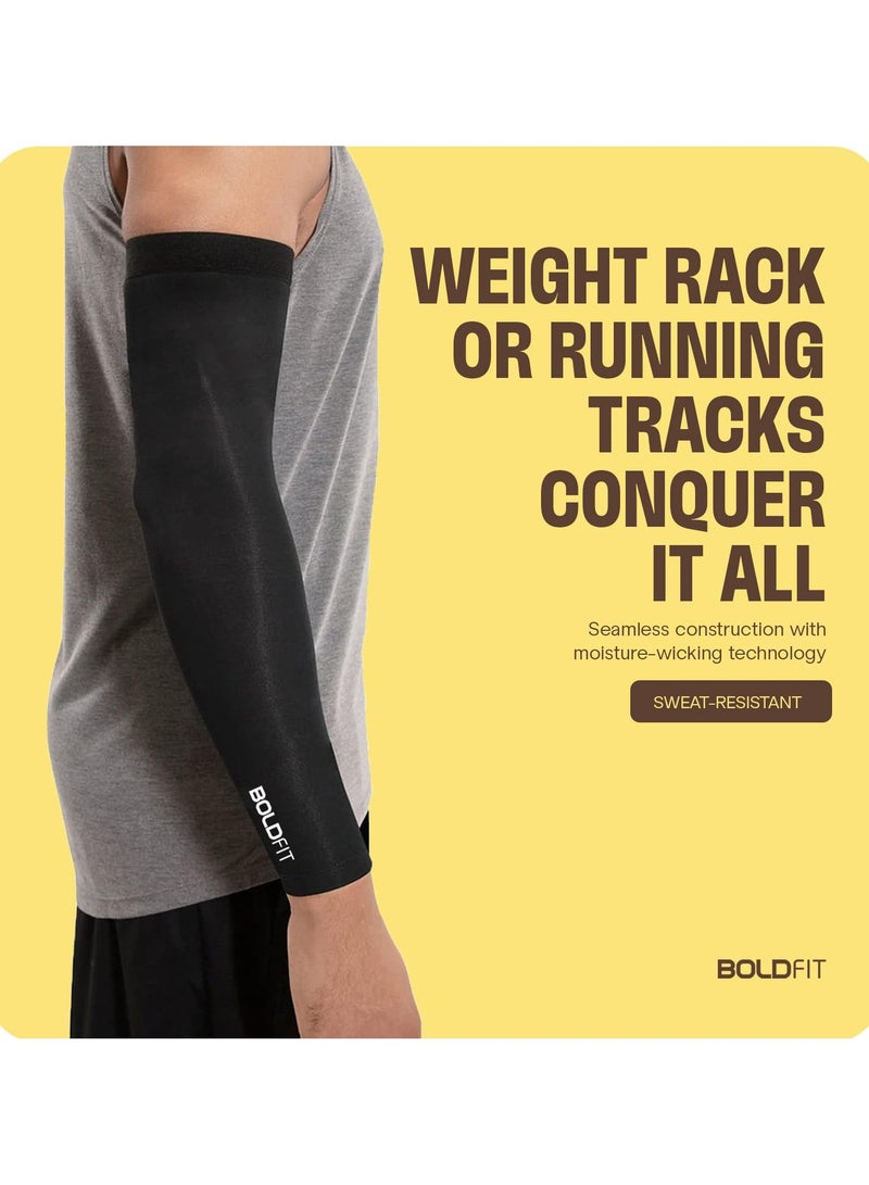 BOLDFIT Arm Sleeves for Men & Women UV Protection Hand Sleeves Sun Protection for Running and Bike Riding - 1 Pair - Image 3