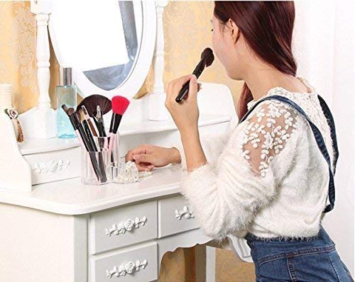 LOXBEE 3 Compartments Acrylic Cosmetic Organizer Display Stand - Makeup Brushes-Lipstick-Pencil- Hair Combs and Jewelry Storage Holder for Home claer - Image 2