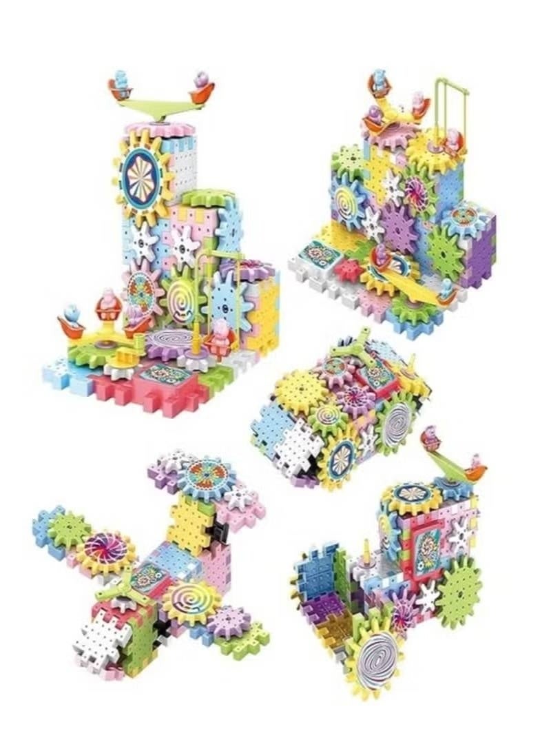 DIY Rotating Gear Building Blocks Set - Educational STEM Toy with Colorful Interlocking Pieces