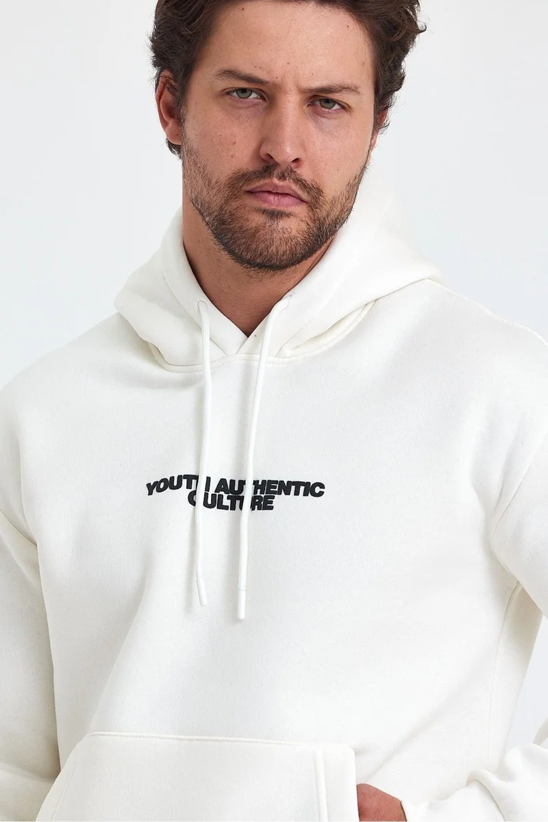 Cool Tarz Cool Style Men's Front and Back Printed 3 Thread Raised Hooded Sweatshirt