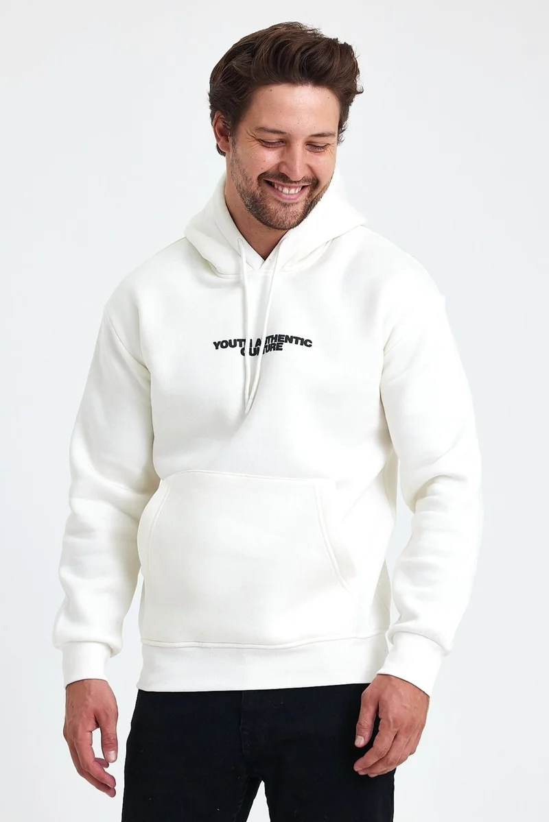 Cool Tarz Cool Style Men's Front and Back Printed 3 Thread Raised Hooded Sweatshirt