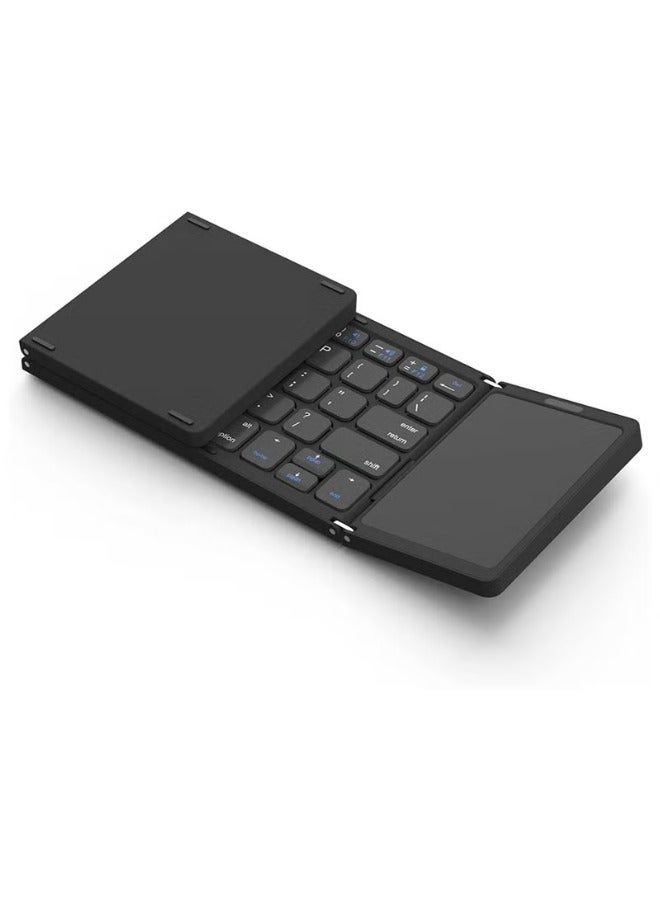 Foldable Bluetooth Keyboard, Tri- Foldable Portable Wireless Keyboard with Touchpad, USB-C Rechargeable for iOS, Android, Windows System Laptop Tablet Smartphone Device - Image 1