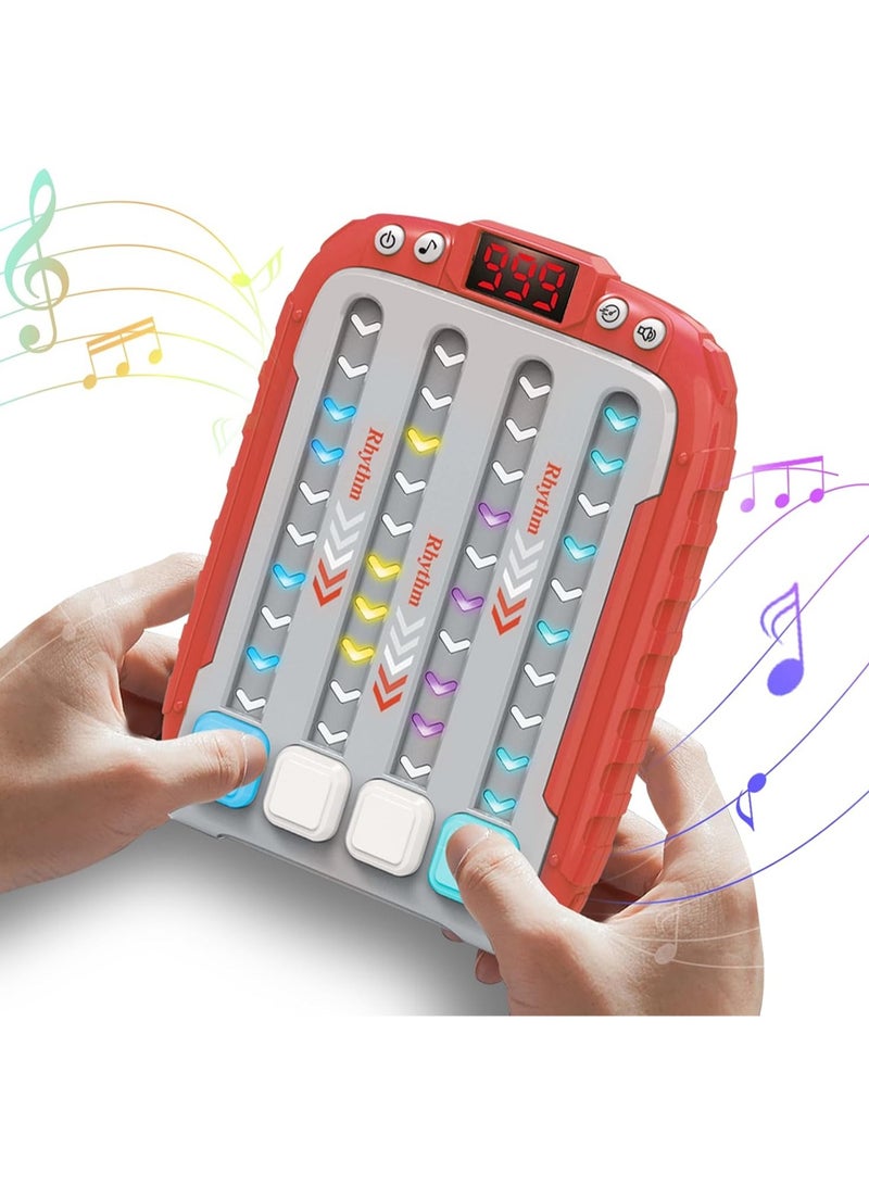 Red Brand New Quick Push Pull Light Up Pop Game Fidget Toy, Electronic Music Rhythm Game, Handheld Puzzle Game Sensory Toy With Music And Lights, Suitable For Kids Adult Gifts - Image 1