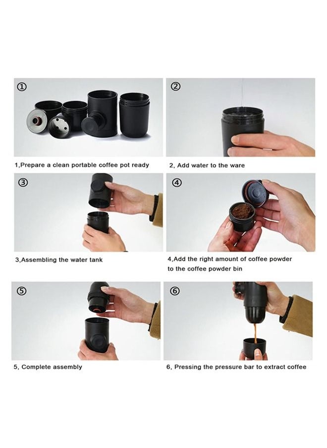 Portable Espresso Maker Hand Held Pressure Manual Coffee Maker Outdoor Travel Coffee Maker for Camping Desk Office Manually Operated Portable Coffee Maker