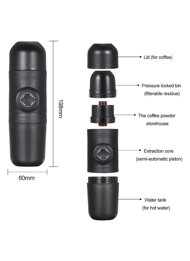 Portable Espresso Maker Hand Held Pressure Manual Coffee Maker Outdoor Travel Coffee Maker for Camping Desk Office Manually Operated Portable Coffee Maker