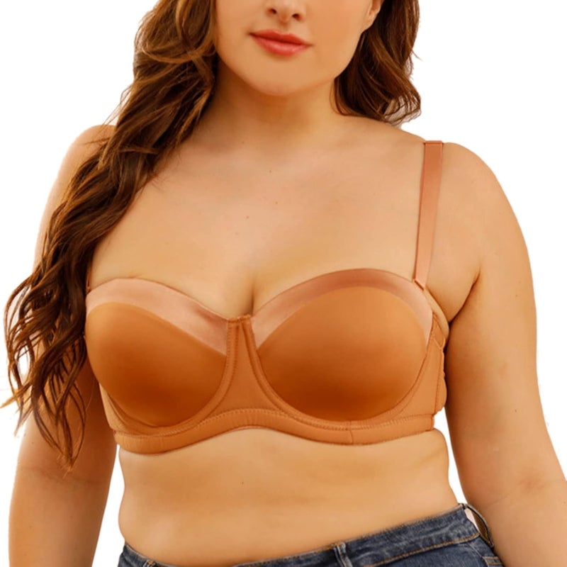 klarako Women Bra Underwire 1/2 Cup T Shirt Bra Push Up Removable Straps Bra Padded Racerback Soft Smoothing Plunging Bra(38D-Skin Color) - Image 1