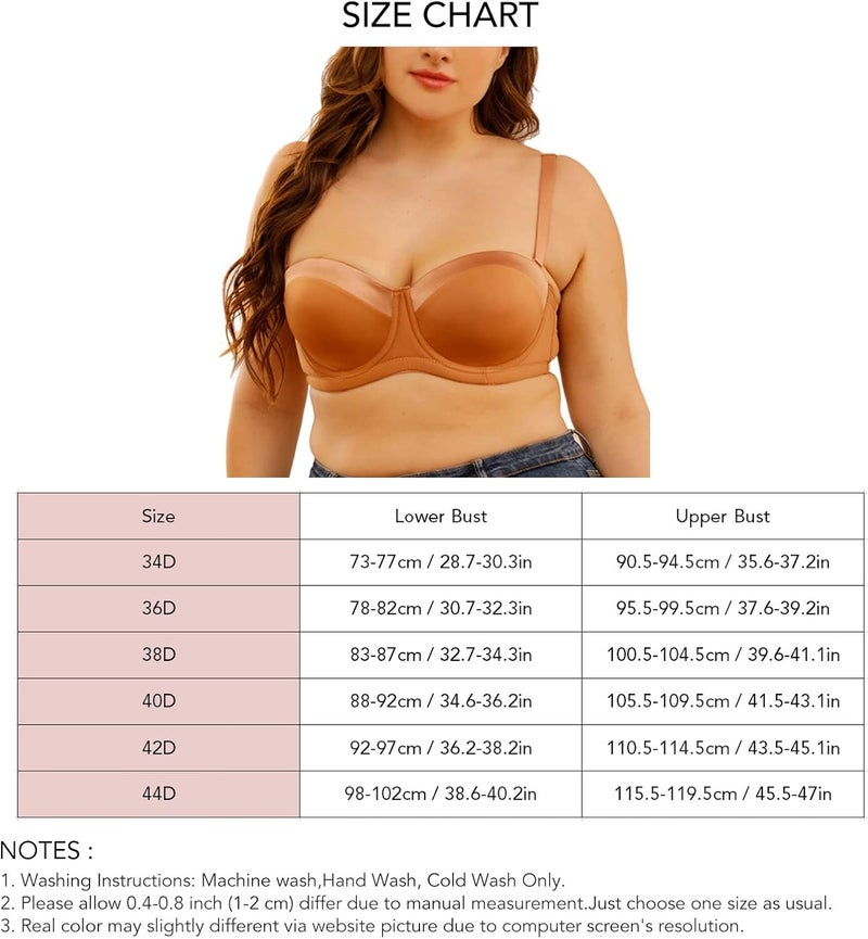 klarako Women Bra Underwire 1/2 Cup T Shirt Bra Push Up Removable Straps Bra Padded Racerback Soft Smoothing Plunging Bra(38D-Skin Color) - Image 5