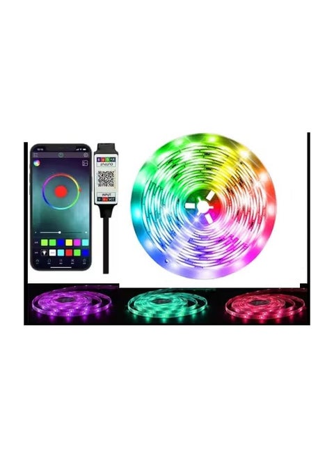 شريط ليد بلوتوث 5 متر التحكم 5050 RGB متعدد الالوان ومقاوم للماء، شريط اضاءة خلفي للتلفزيون في غرفة النوم والديكور الداخلي